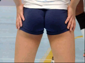 Lovely student in taut cut-offs toying