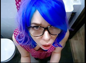 Naughty costume play damsel doing messy