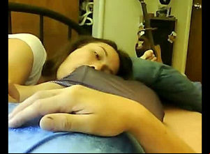 Adorable gf having joy with BF's boner